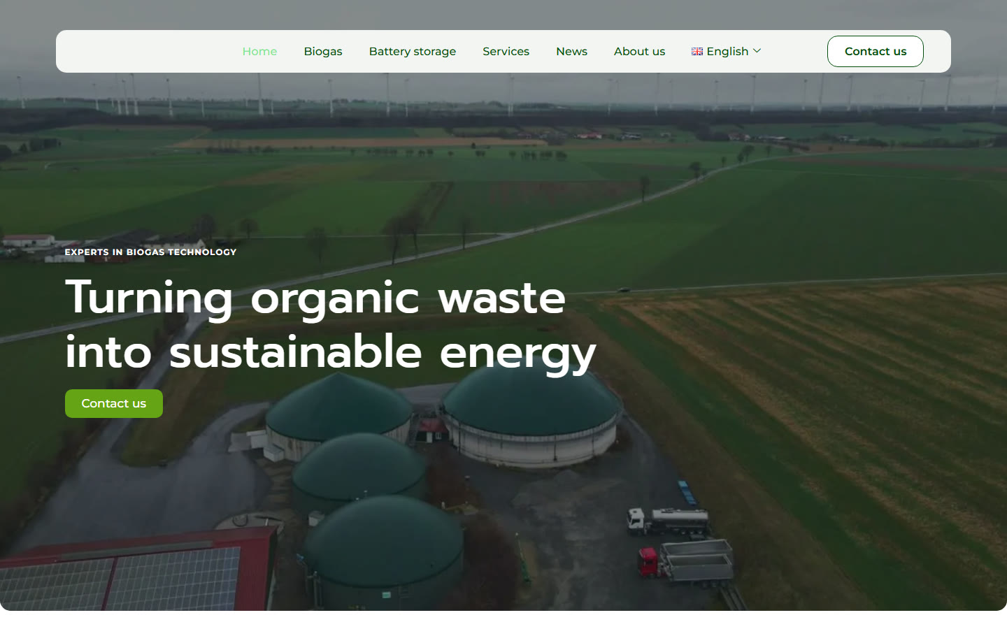 Home page del sito Biogas Clapton